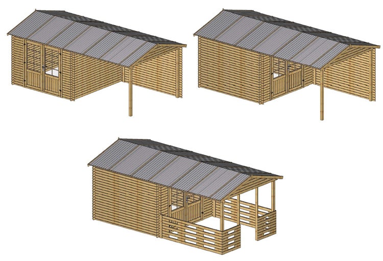 Gartenhaus, Gerätehaus 18,52m2 - 5,70x2,95m - 24mm - Imprägniert