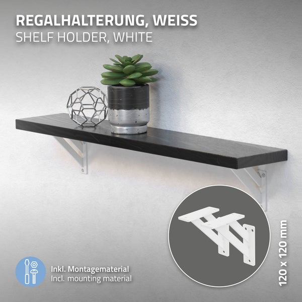 ML-Design 4 Stück Regalhalterung 120x120 mm, Weiß, Aluminium, Schwebende Regalhalterungen, Regalwinkel, Wandhalterung für Regalbrett, Regalträger für Wandmontage, Wandregal Wandkonsole Regalstütze
