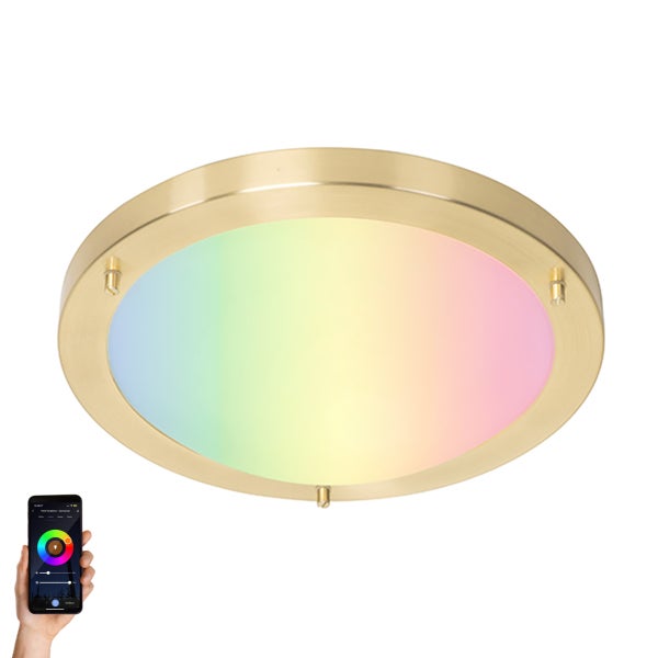 Smarte Deckenleuchte Gold 31 cm IP44 inkl. Wifi A60 - Yuma