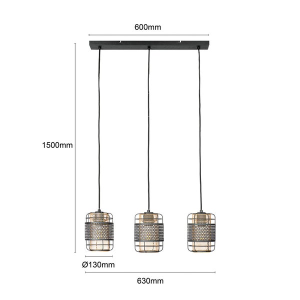 Lindby Deckenlampe Eudoria (Modern) in Schwarz aus Metall (3 flammig, E27) - Deckenleuchte Lampe Wohnzimmerleuchte