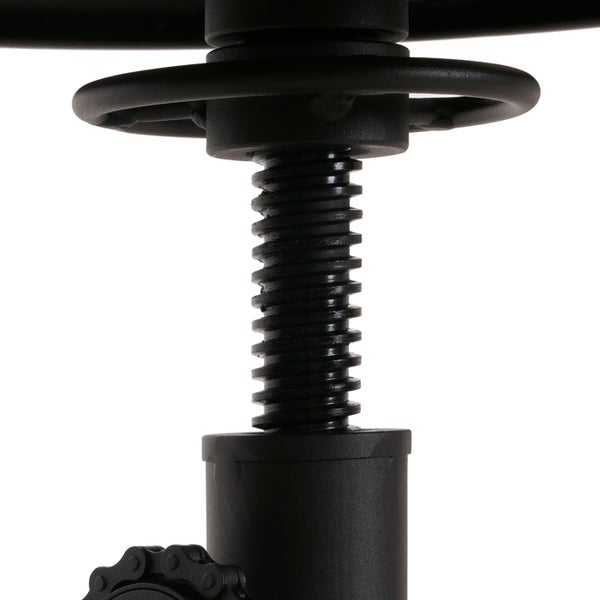 Detailaufnahme eines höhenverstellbaren Schraubmechanismus.