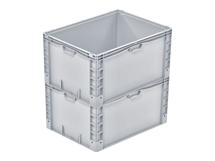 PROREGAL SparSet 2x Euro-Norm Großbehälter HxBxT 42 x 60 x 80 cm 168 Liter Verstärkter Boden Grau Eurobehälter Transportbox