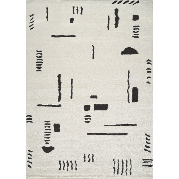 Moderner Skandinavischer Teppich Elfenbein/Schwarz 200x275 cm RITA