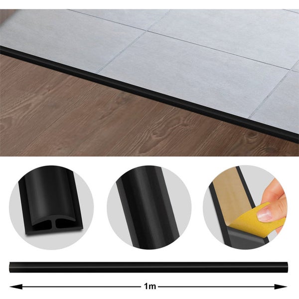 FLOORDIREKT Doppeleinfassleiste Übergangsprofil Jersey Selbstklebend 24 x 35 mm Schwarz