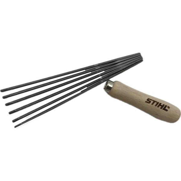 STIHL Rundfeile 3,5 x 150 mm (6 Stück) 56057713506 mit Feilenhalter Holz