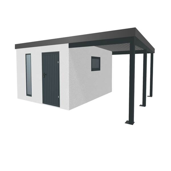 Gartenhaus mit Carport Anbau