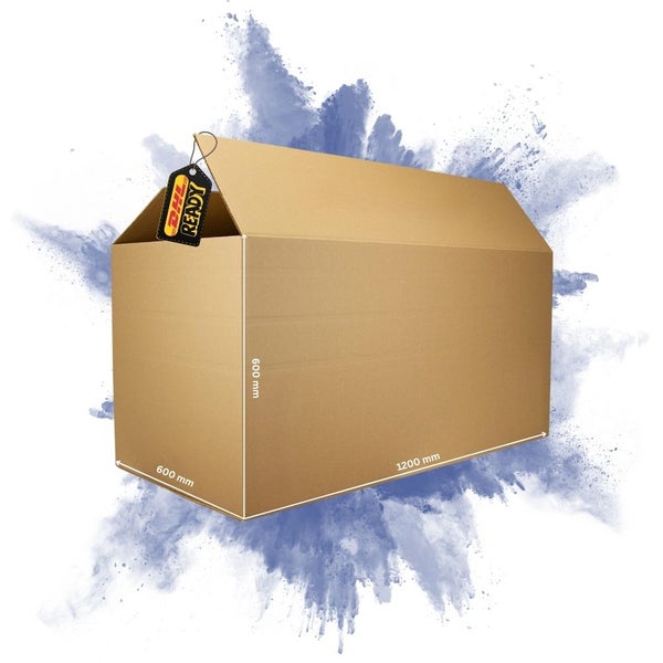 PROREGAL 1x Versandkarton 2-wellig LxBxH 1200 x 600 x 600 mm Mit Höhenriller & Belastbar bis 30 kg Faltkarton Karton Paket für Versand mit DHL