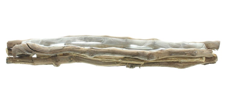 FRANK FLECHTWAREN | Pflanzer Rustikal, HOLZ, FOLIE, ca. 70 x 10 x 8 cm