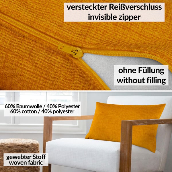 Kissenhülle Leinenoptik 30x50cm ohne Füllung Gelb