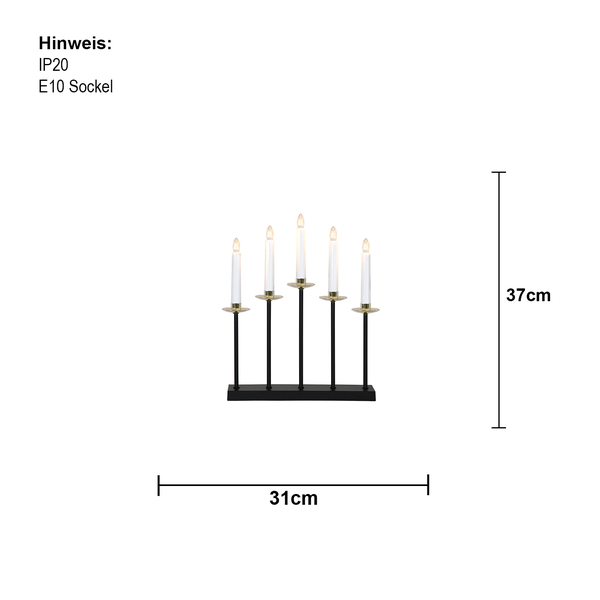 Elektrischer Kerzenleuchter mit fünf Kerzen, 31 x 37 cm