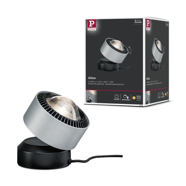 Paulmann Aldan LED-Spot mit Verpackung, schwarz und gebürstetem Aluminium