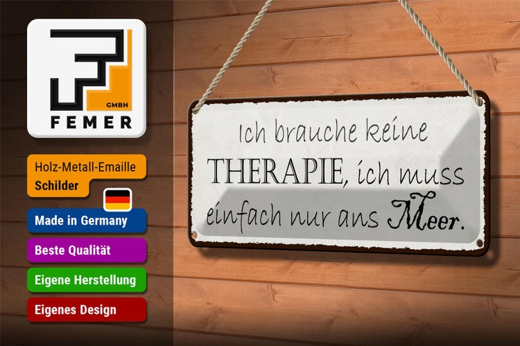 Blechschild Spruch 27x10cm ich muss einfach nur ans Meer Dekoration