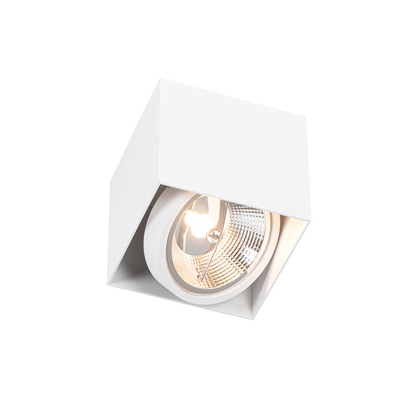 Aufbaustrahler mit Leuchtmittel in einem würfelförmigen Gehäuse