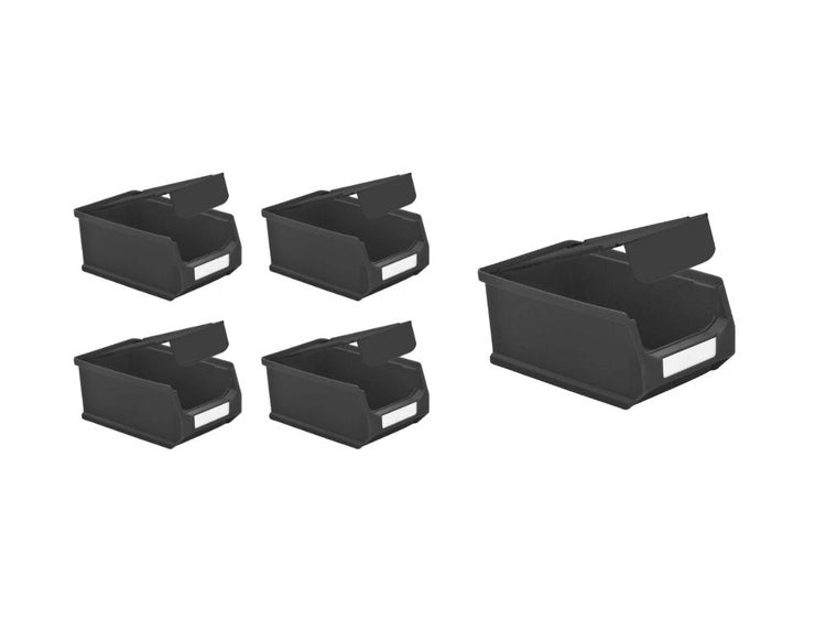 PROREGAL SparSet 5 x Leitfähige Sichtlagerbox 2.0 Mit Abdeckung HxBxT 7,5 x 10 x 17,5 cm 0,8 Liter ESD Sichtlagerbehälter Sichtlagerkasten