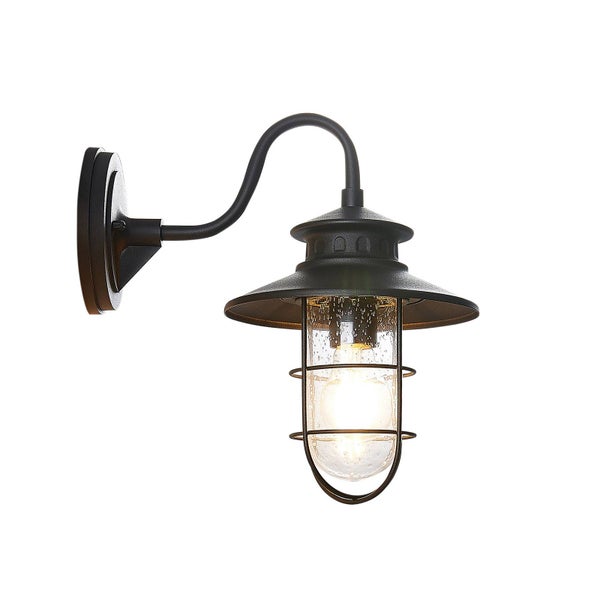 Lindby Wandleuchte außen (Laterne) Kyan (spritzwassergeschützt (Retro, Vintage Antik) in Schwarz (1 flammig E27) - Außenwandleuchten Wandlampe Led Außenlampe Outdoor für