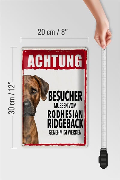 Blechschild Spruch 20x30cm Achtung Rodhesian Ridgeback