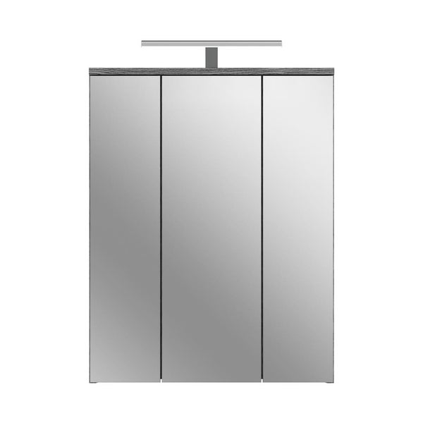 Blake Spiegelschrank Bad 3 Türen mit Licht Hochglanz weiß,rauchfarbenen. 64 X 21 X 77 cm