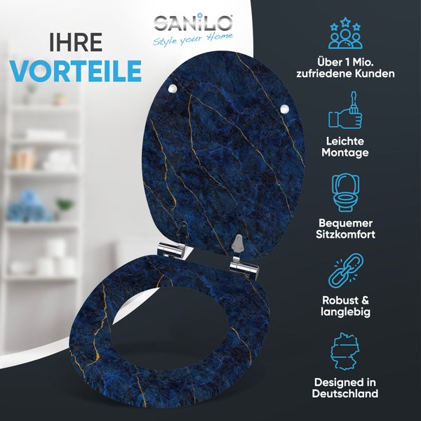 WC-Sitz mit Absenkautomatik Marmor Darkblue