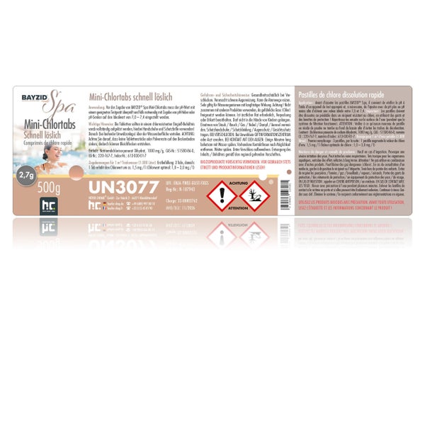 Bayzid Spa Mini-Chlortabs, 500 Gramm, zur Desinfektion von Schwimmbecken