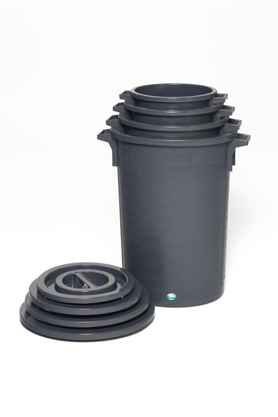PROREGAL Robuster Abfallsammler Mit Deckel Stapelbar 75 Liter HxBxT 66 x 47 x 47 cm Kunststoff Schwarz