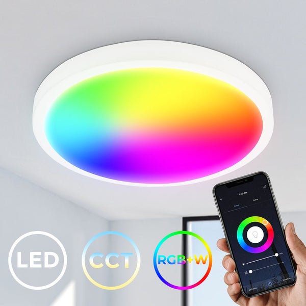 LED Panel Ø27 cm - 20W, 2100lm, smart, dimmbar, Fernbedienung, CCT, RGB, weiß