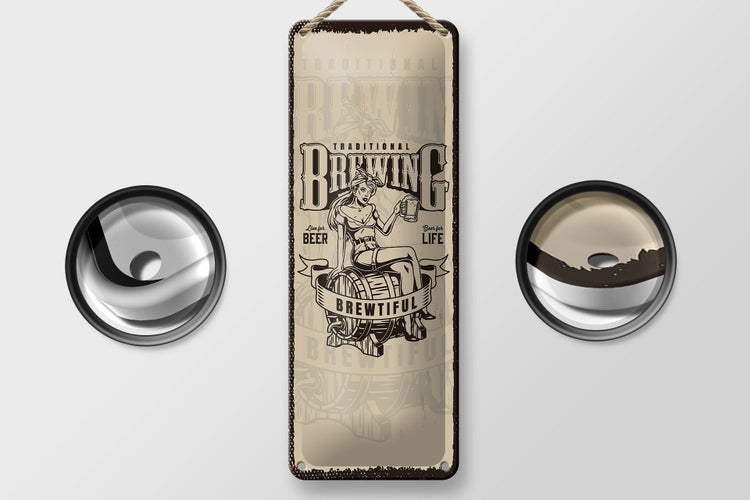 Blechschild Spruch Traditional Brewing live for Beer 10x27cm