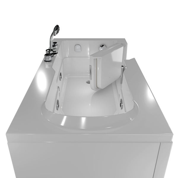 Barrierefreie Badewanne mit Tür und Duschkopf