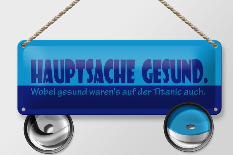 Blechschild Spruch 27x10cm Hauptsache gesund Dekoration