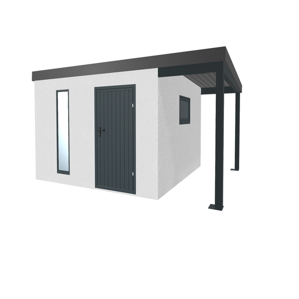 Gartenhaus mit Tür, Fenster und Vordach