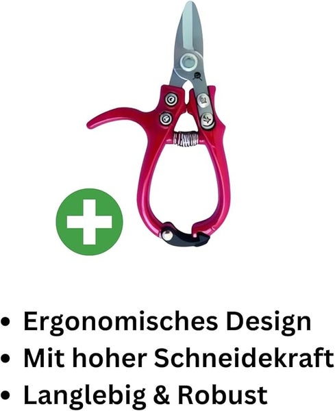 Gartenschere Mittelmeer – Spezialschere mit gebogener Klinge für Zitrusfrüchte & Cannabis Ernte