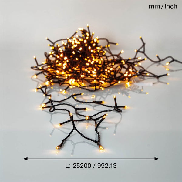 Lichterkette mit warmweißen Lichtern, Länge 25200 Millimeter