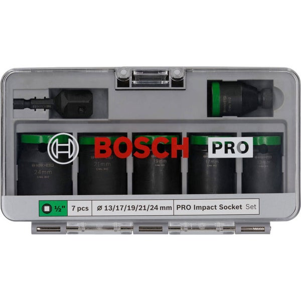 Bosch PRO Impact Socket Set mit Adapter 1/2 Zoll Standard 7‑tlg. - 2608003032