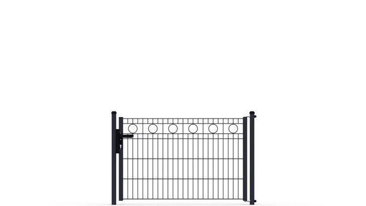 Zauntor ZAUNGURU ECO-Line Kreis aus Metall, Höhe: 83cm, Breite: 143cm, 1-flügelig inkl. Pfosten, Locinox-Schloss und Zubehör, Feuerverzinkt und zusätzlich in RAL 7016 Anthrazitgrau pulverbeschichtet