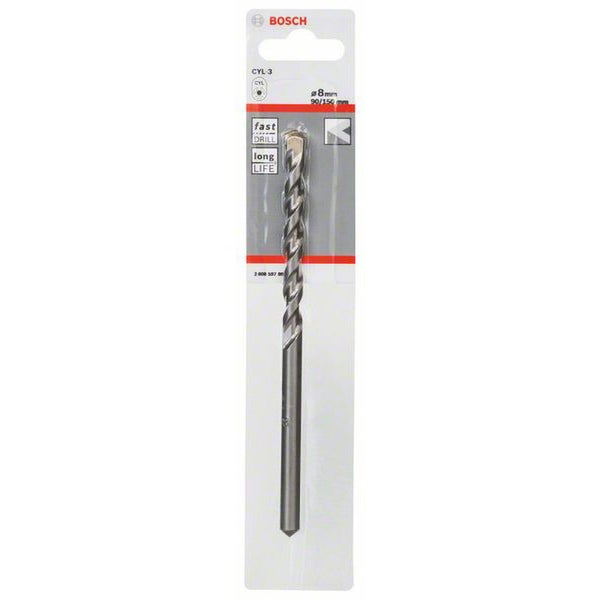 Bosch Logo, Steinbohrer mit 8 mm Durchmesser in Verpackung