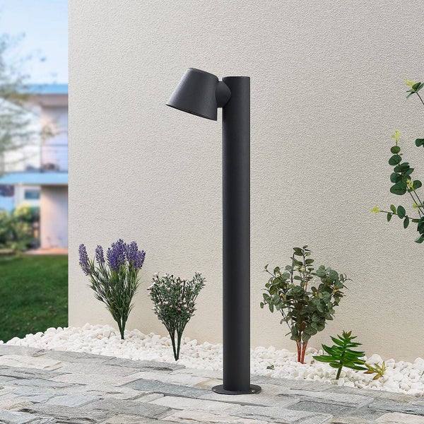 Lindby Außenleuchte Ileyna (spritzwassergeschützt (Modern) in Schwarz aus Metall (1 flammig, GU10) - Wegeleuchte Pollerleuchte Wegelampe Sockelleuchte