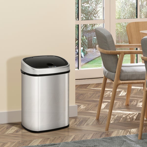 HOMCOM, Automatik Mülleimer, Abfalleimer, 40,5L x 29,5B x 57H cm, Edelstahl, ABS, Silber