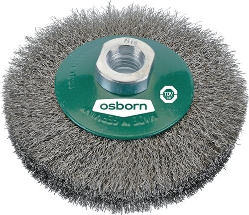 Drahtbürste für Bohrmaschinen mit Osborn Logo und TÜV Süd Siegel