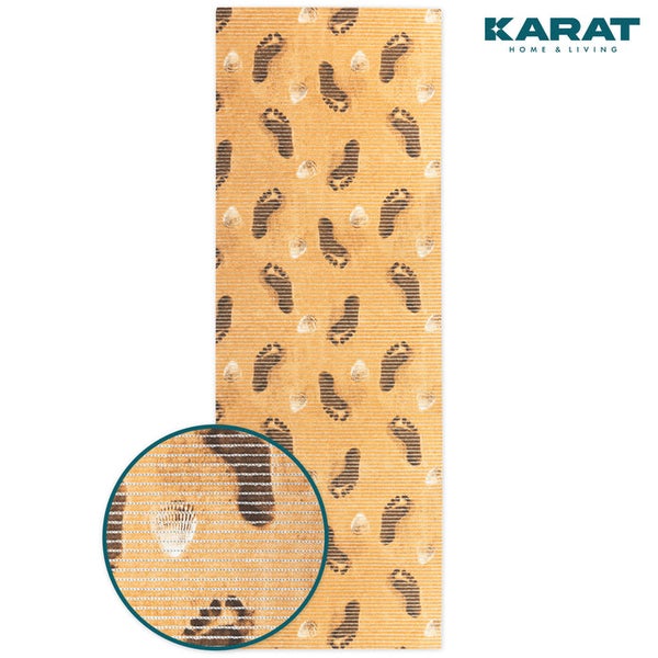 Badezimmerteppich mit Fußabdruck und Muschelmuster