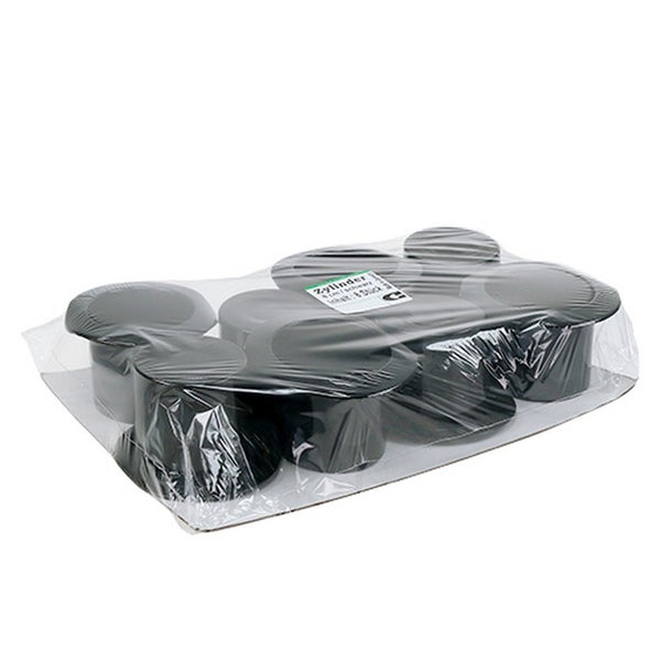 Sechs schwarze Zylinder für Schaltschränke in Folie verpackt