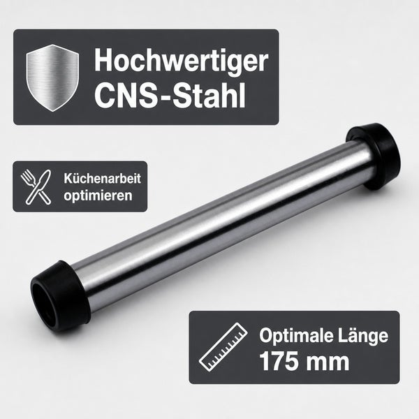 Nudelhölzchen aus hochwertigem Edelstahl mit einer Länge von 175 Millimetern zur Optimierung der Küchenarbeit