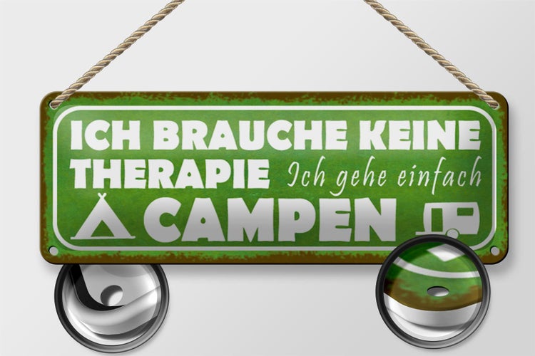 Blechschild Spruch 27x10cm Camping ich gehe einfach campen Dekoration