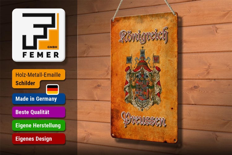 Blechschild Spruch 20x30cm Königreich Preussen Wappen Wanddeko