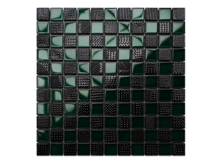 Glasmosaik auf Netz für Bad und Küche 30cm x 30cm  - Green Dama