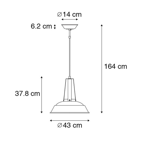 Skizze einer Pendelleuchte mit Maßangaben