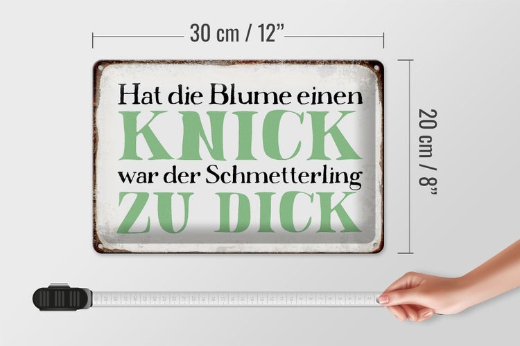 Blechschild Spruch 30x20cm Blume Knick Schmetterling dick