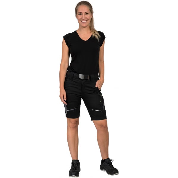 Damen Arbeitsshorts, kurze Arbeitshose mit Taschen und Reflexstreifen.
