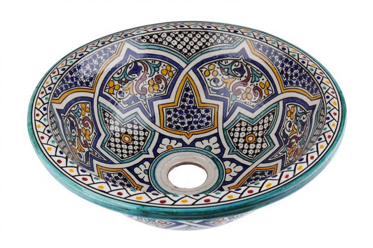 Waschbecken aus Keramik mit orientalischem Muster