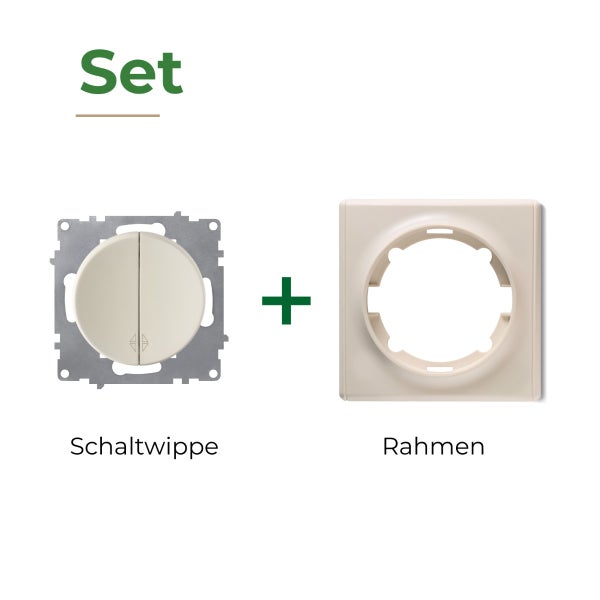 Set aus Schalterwippe und Abdeckrahmen für einen Unterputz Schalter