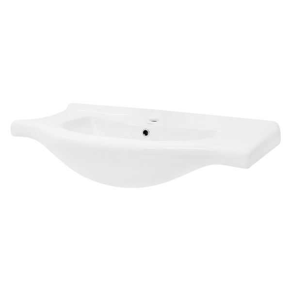 ML-Design Waschbecken aus Keramik Weiß 86x21,5x51,5 cm, Einbauwaschbecken mit Hahnloch und Überlauf, Aufsatzwaschbecken Einbauwaschtisch Waschschale Waschplatz Handwaschbecken, für das Badezimmer