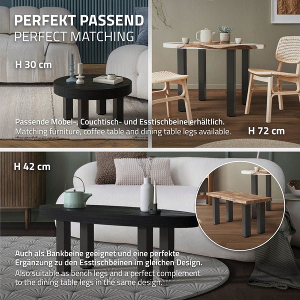 ML-Design 4er Set Tischbeine I-Design 90 cm, Dunkelgrau, Optik Industrial, Stahl pulverbeschichtet, Profil 8x8 cm, Höhenverstellbare Möbelfüße, Möbelbeine für Konsolentisch, Schreibtisch, Arbeitstisch